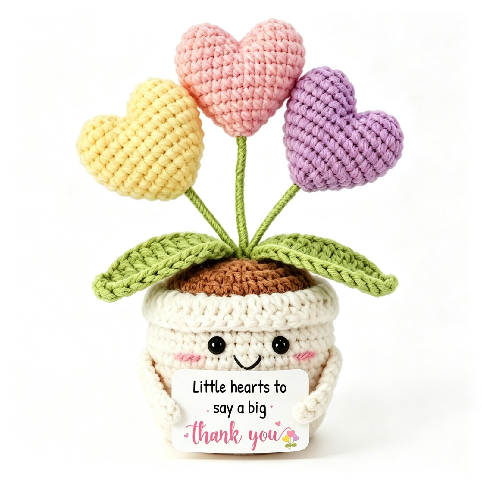 Thank You Gift, Thank You Teacher Gifts, Thank You Gifts for Women, Crochet Gifts with Heart Flower, Handmade Appreciation Gift with Thank You Card for Teacher, Coworker, Nurse, Friend, Colleague