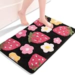 Anybar Rugs de salle de bain rose Mignon fraise fleur de bain tapis accessoires de salle d'eau, drôle coloré non glissant plancher baignoire Rug machine lavable baignoire tapis doux microfibre pour douche, baignoire (18x25 de pouce)