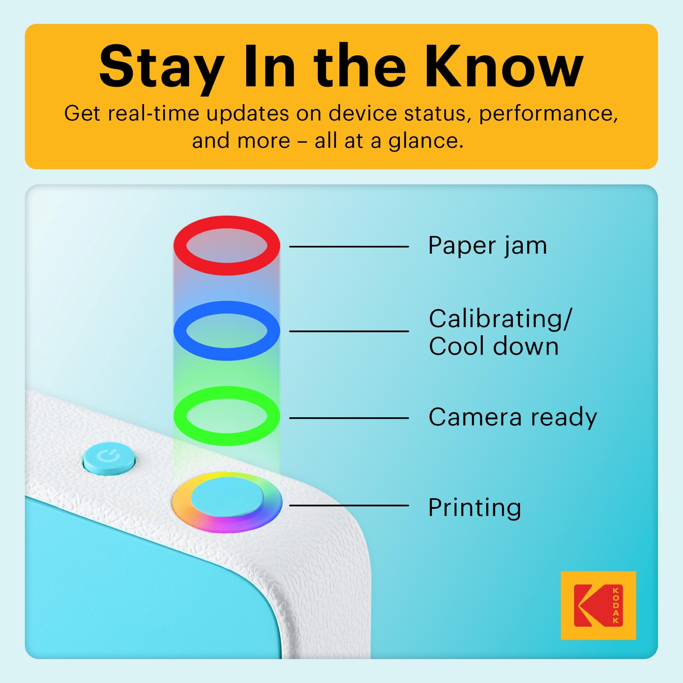 Kodak Printomatic+ Cámara Digital Instantánea 10MP con LED RGB, Imprime Fotos a Color en Papel Zink 2x3” – Azul
