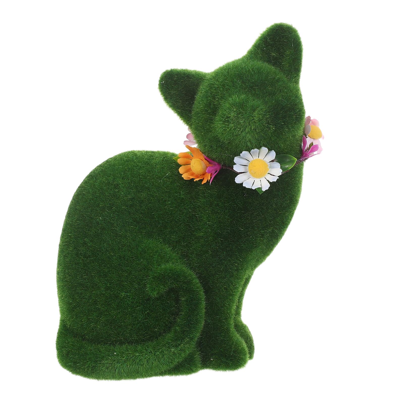 Statue de chat effet mousse pour embellir un balcon fleuri ou une terrasse