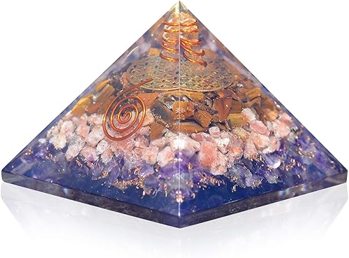 Miniatura 28 de Orgonite Crystal Orgone Pyramid for Triple Health Protection with Black Tourmaline, Citrine and Rose Quartz – Positive Energy Generator for Healing