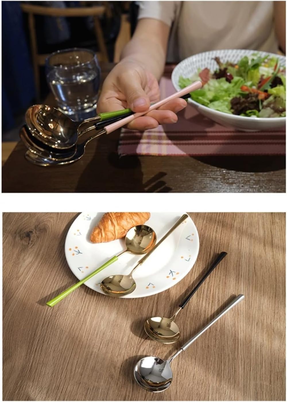 Dessert Spoon,Spoon Large Round Spoon Stainless Steel Spoon Soup Spoon Rice Spoon Dessert Spoon Coffee Spoon Serving Spoon -A