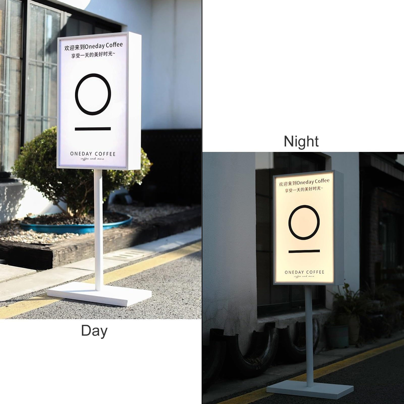 Soporte para carteles con luz LED, soporte de suelo para exhibición al aire libre, soporte de póster para señalización, 40 x 70 x 120 cm, soporte versátil para carteles para eventos y promociones