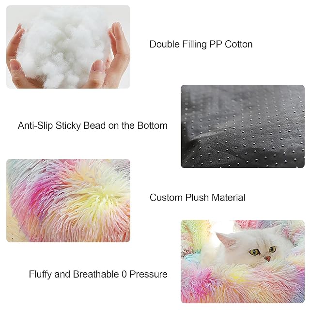 Foto 4 de 8 de FASSME Cama Redonda para Gatos con Donut - Cojín Perrera Esponjoso para Cama Perro Peluche