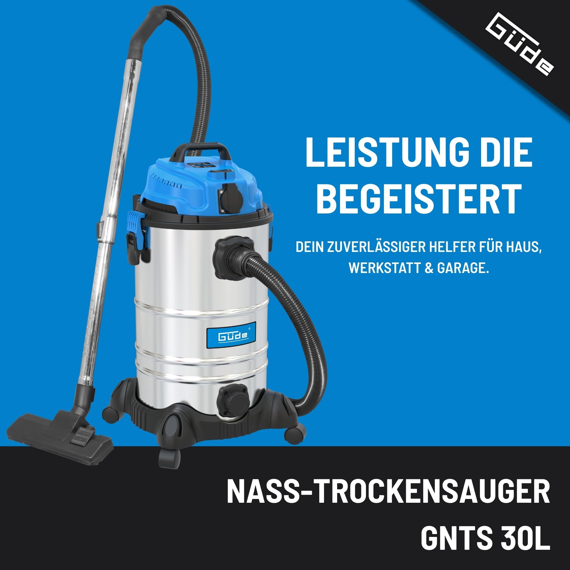 Güde 17002 GNTS Aspirateur NAS 30 L Bleu, Argent