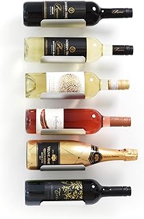 Wall Mounted Wine Rack Set – 6-Piece Aluminum Bottle Holders with Non-Slip Cork Pads for Secure Storage