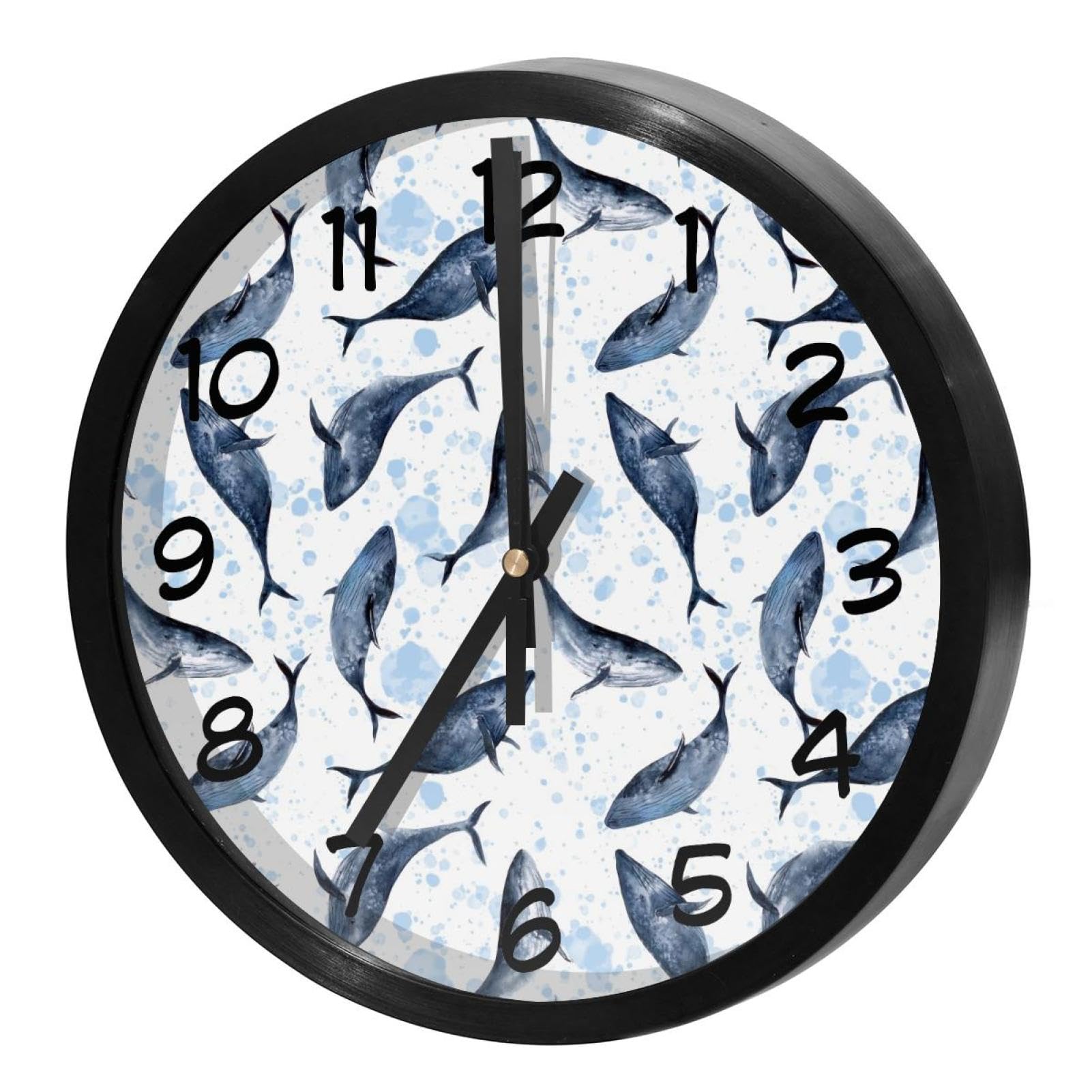 Horloge murale ronde pour cuisine et bureau motif aquarelle marine