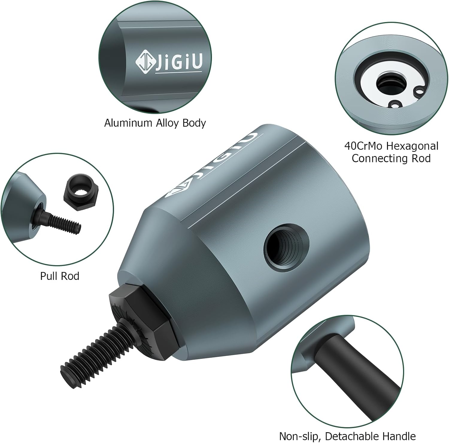 JiGiU Pop Rivet Gun with 200pcs Rivets Rivet Gun Set Hand Riveter Rivet Tool Kit with 4 Sizes & Rivet Nut Drill Adapter Cordless Electric Rivet Gun Adapter with 11 Mandrels & 100PCS Nuts for Metal