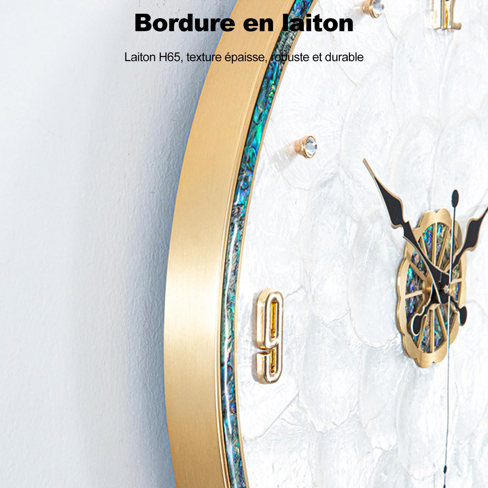 Ergocar Horloge Murale De Coquille Naturelle， Horloge Murale Silencieuse, Adaptée à La Décoration des Salons, des Salles D'entrée, des Chambres Et des Salles De Conférence