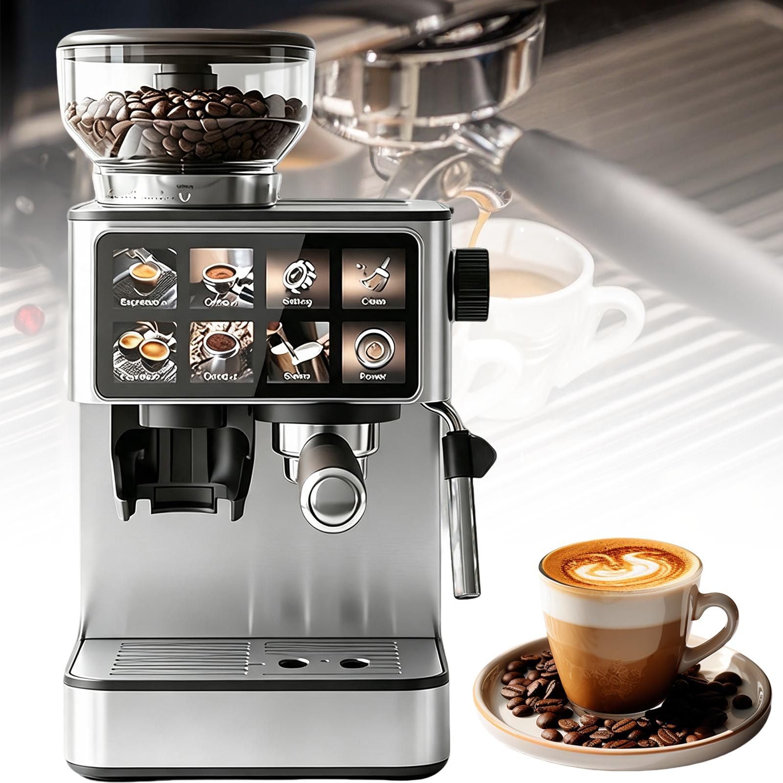 Cafetera Espresso con Molinillo y Varilla de Vapor Manual | La tolva extraíble de 200 g y el depósito de 2 L reducen los rellenados al preparar varias bebidas durante el día