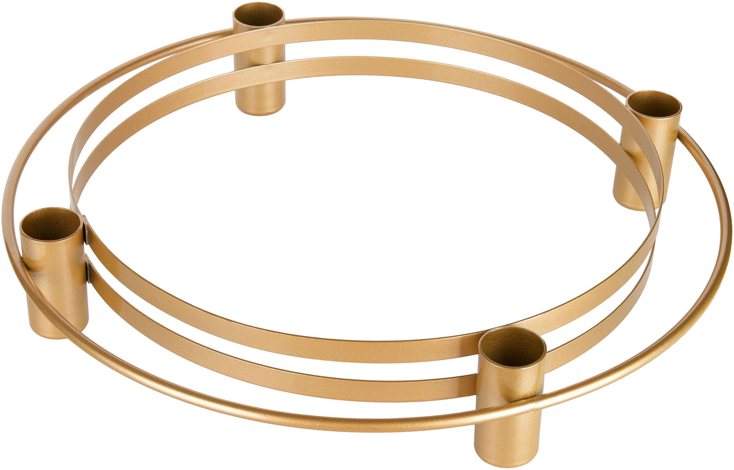 Brubaker Gold Advent Wreath Made Of Metal In Ring Design - 11.8 Inches (30 Cm) Candle Holder For 4 Candles - Advent Candle Holder For Stick Candles With 0.9 Inch (2.2 Cm) Diameter For Christmas