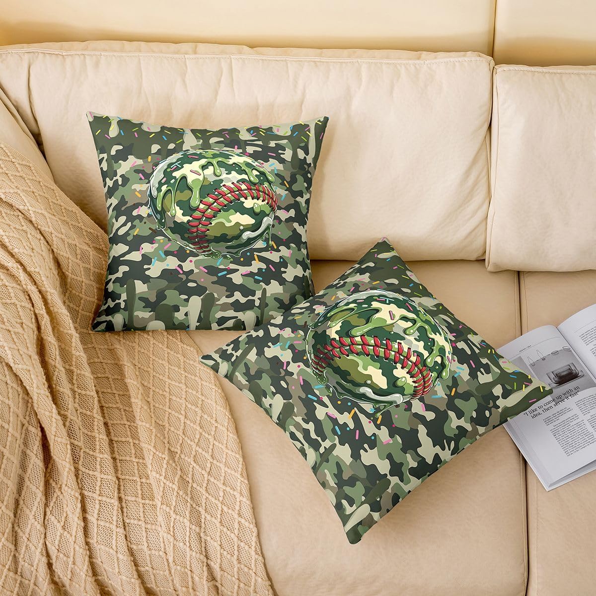 Erosebridal Camo Softball Pack of 2 Throw Pillow Covers image 2