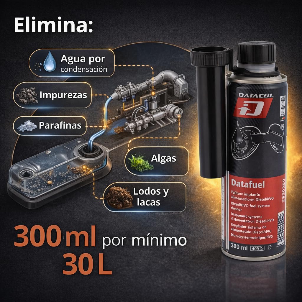 Limpia inyección DATAFUEL, aditivo Profesional para Circuito inyección, desbloquea, desincrusta y lubrica Bombas, inyectores, válvulas de admisión y Descarga y Toda la cámara de combustión, 300ml (2)