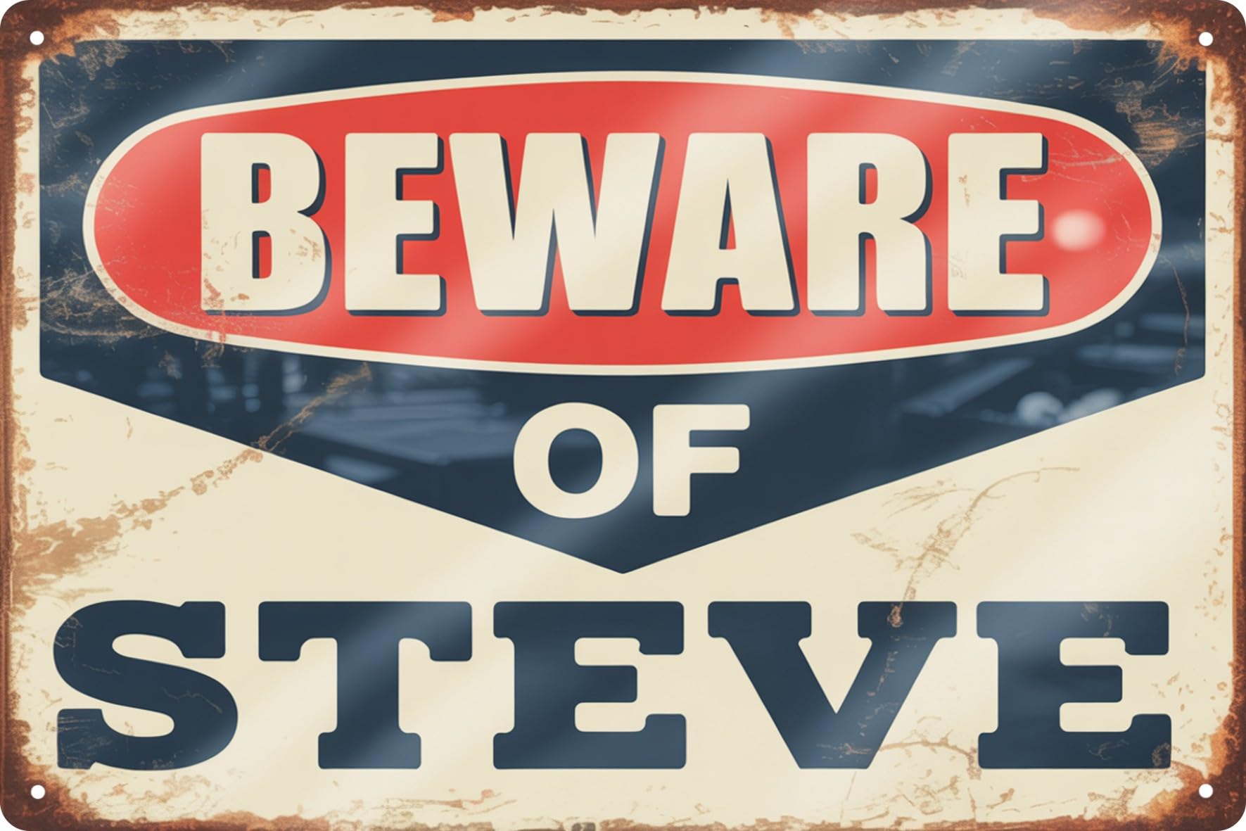 "Beware of Steve" Vintage Metal Sign 8x12 In Eclectic Style Wall Hanging Multipurpose Decor for Bar Man Cave Bedroom Bathroom Home Decor Art