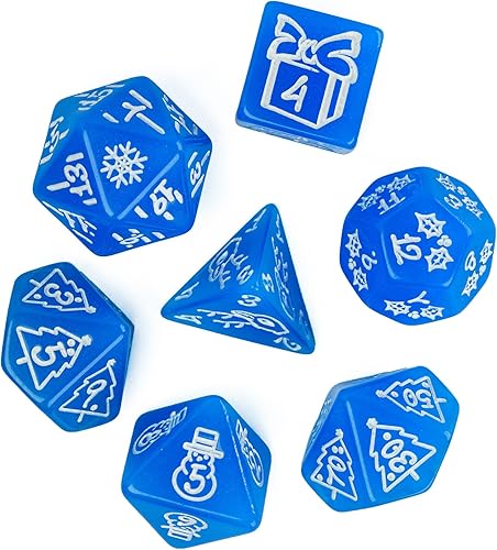 Miniatura 7 de Dados de Navidad con 7 troqueles poliédricos DND con árbol de Navidad y patrón de muñeco de nieve adaptados para Dungeons and Dragons MTG Juego de