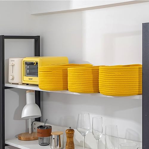 Miniatura 7 de CubesLand Cestas de almacenamiento tejidas con cuerda, canasta organizadora pequeña para el cuarto de bebé, contenedores rectangulares de