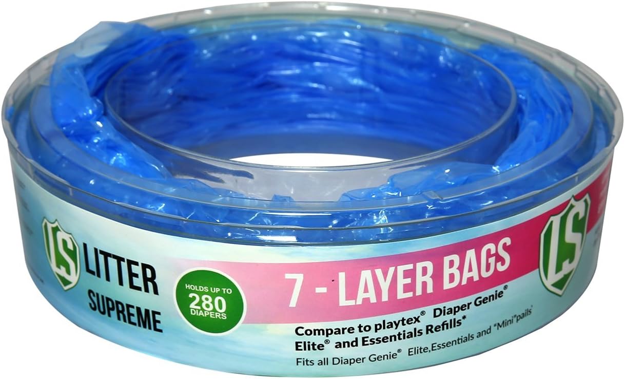 Litter Supreme Strong and Odorless Compatible with Playtex Diaper Genie Bags/Litter Locker II Refills/Angelcare/Essentials/Mini