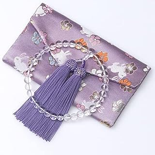 女性用数珠 じゅず 念珠 数珠袋付 御念珠入れ 本水晶 クリスタル 略式 片手 葬儀 墓参り 法事