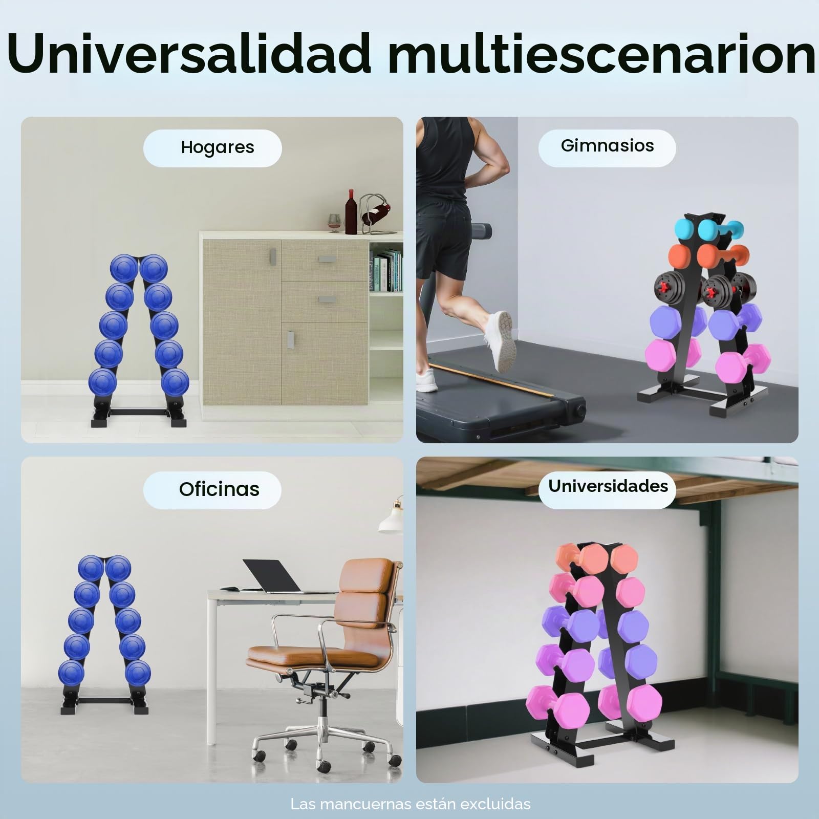 Soporte de Mancuernas de 5 Niveles, Almacenamiento de Mancuernas de Acero Resistente 100kg, Estantería de Musculación de Forma Compacta, Soporte de Mancuernas Universal para Gimnasio en Casa
