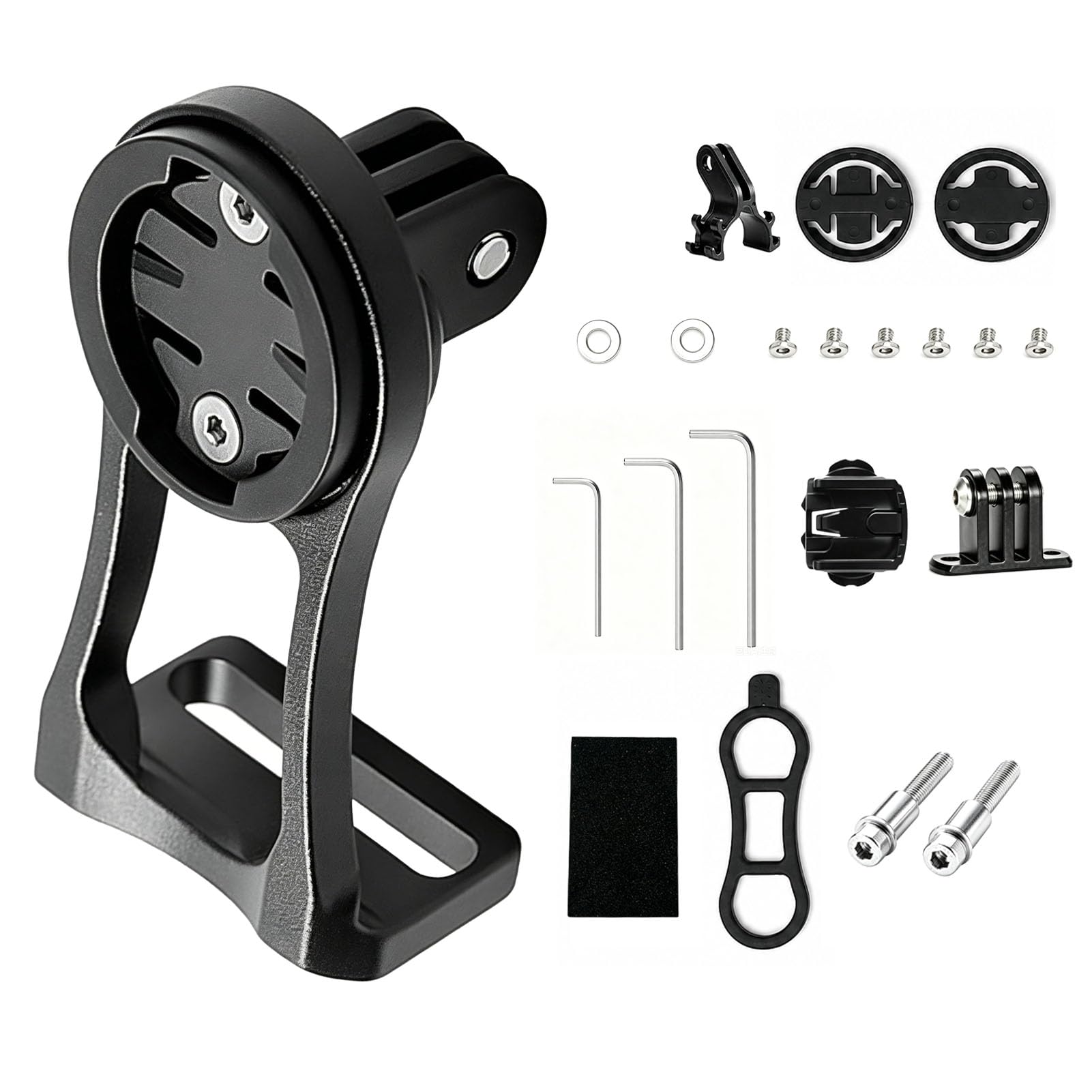 Bike Mount Kit Aluminium Alloy Out Front Stem Computer Holder Compatible with Garmin Edge Bryton Cateye, Universal Road Mountain Bicycle Handlebar Extension Bracket Kit for Cyclists (Black)