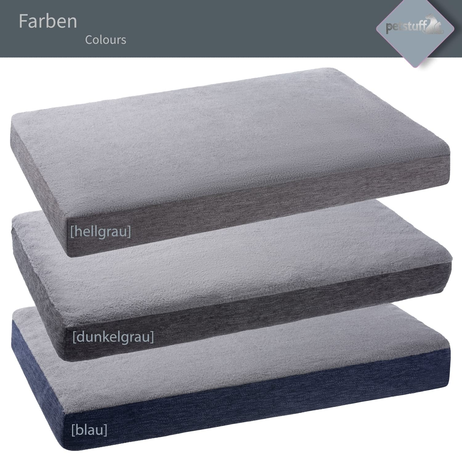 Orthopädisches Hundebett Bezug abnehmbar waschbar Farb- und Größenwahl, hellgrau, L
