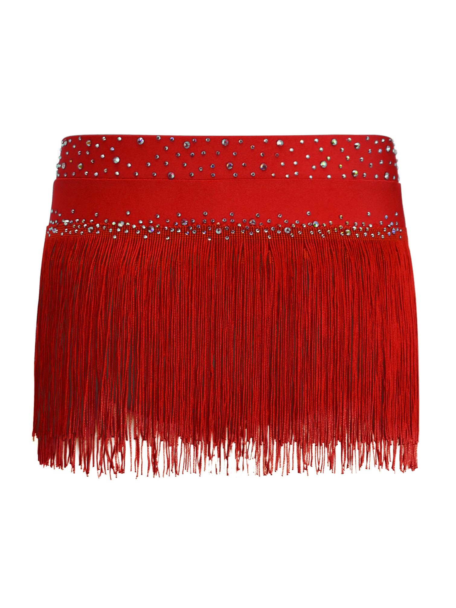 TiaoBug Falda De Baile De Tango De Salsa Latina con Flecos para Niñas Faldas De Cintura Elástica Falda Corta Brillante De Baile Jazz