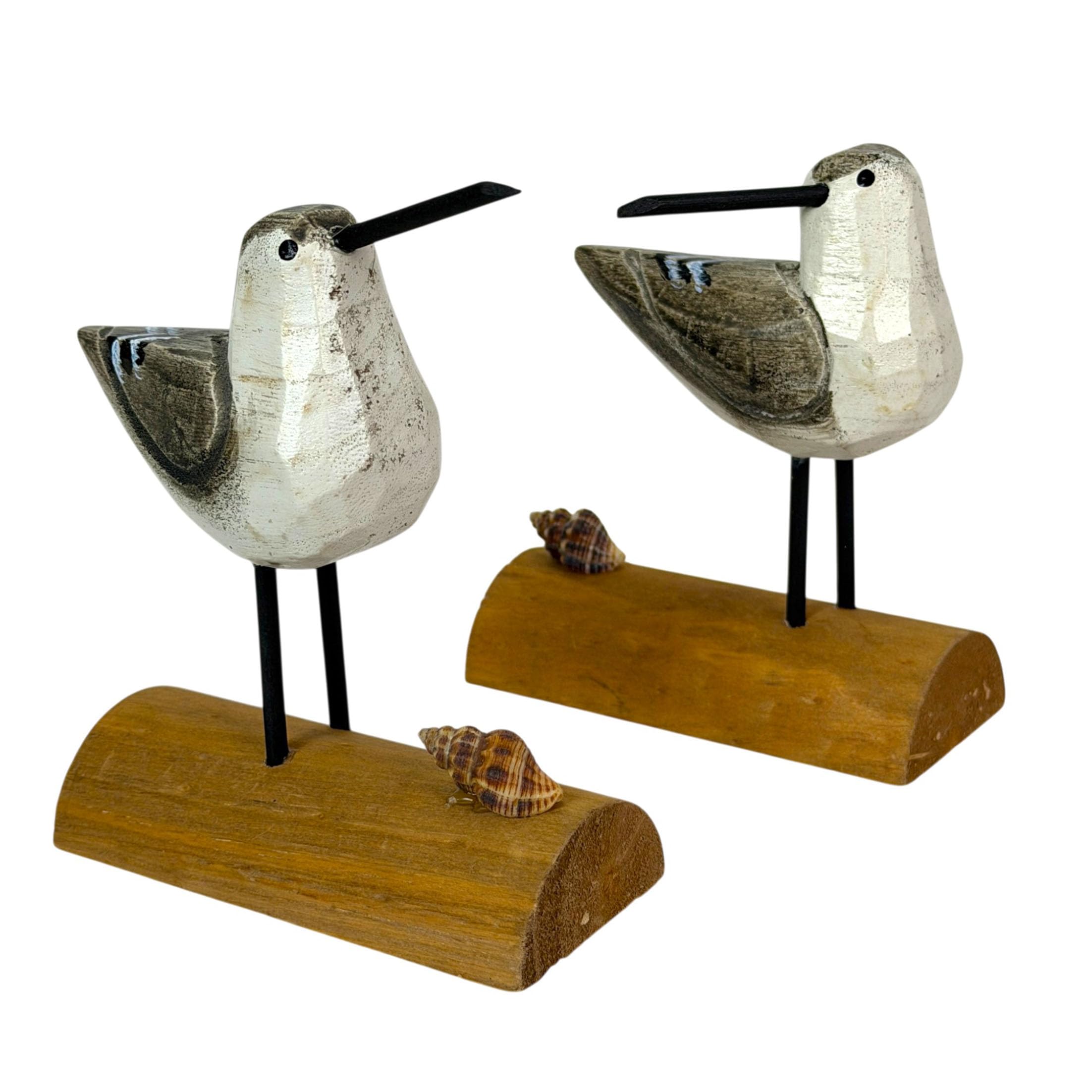 Statues d'oiseaux de mer côtiers lot de 2 déco table blanche 12 cm coquillages