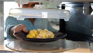Coralpearl Micro-ondes Assiette Couvercle Magnétique, Reste à l'intérieur, Fonction Hover, Ventilé, Anti-éclaboussures avec Aimants et Ventilation, Sans BPA, Passe au Lave-vaisselle, 30 cm