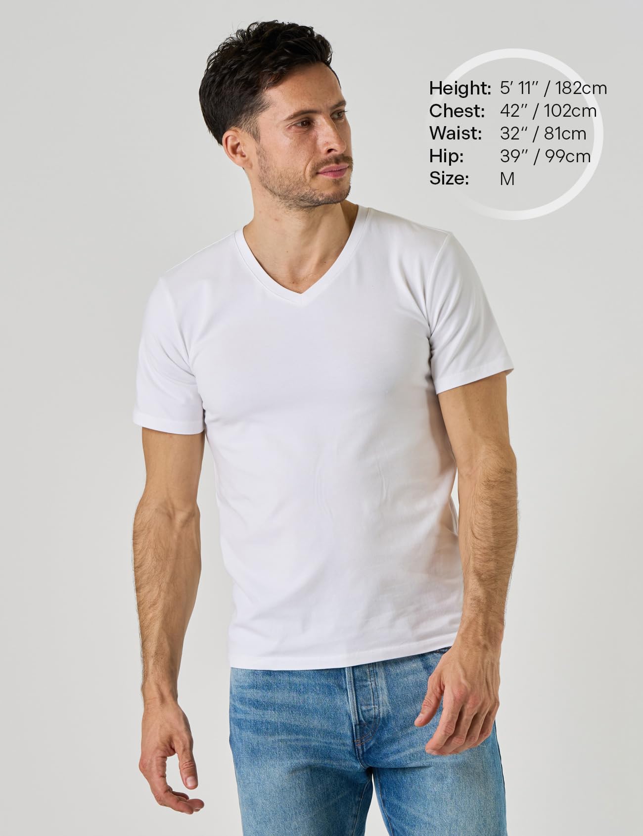 LAPASA Herren T-Shirts 3er Pack Baumwolle V-Ausschnitt Unterhemden