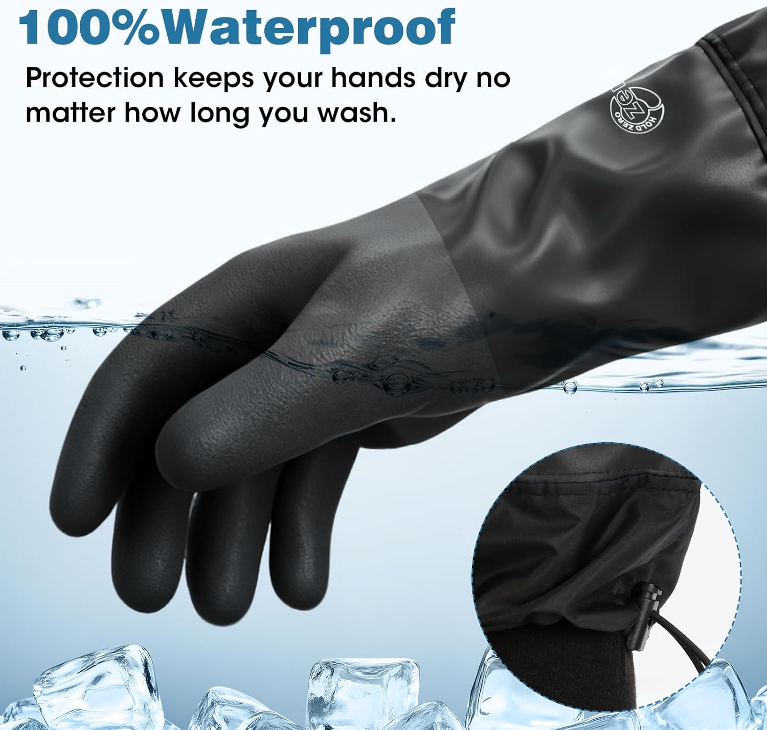 Waterproof Winter Work Gloves with Extended Cuff Warm Non-Slip 1 Pair