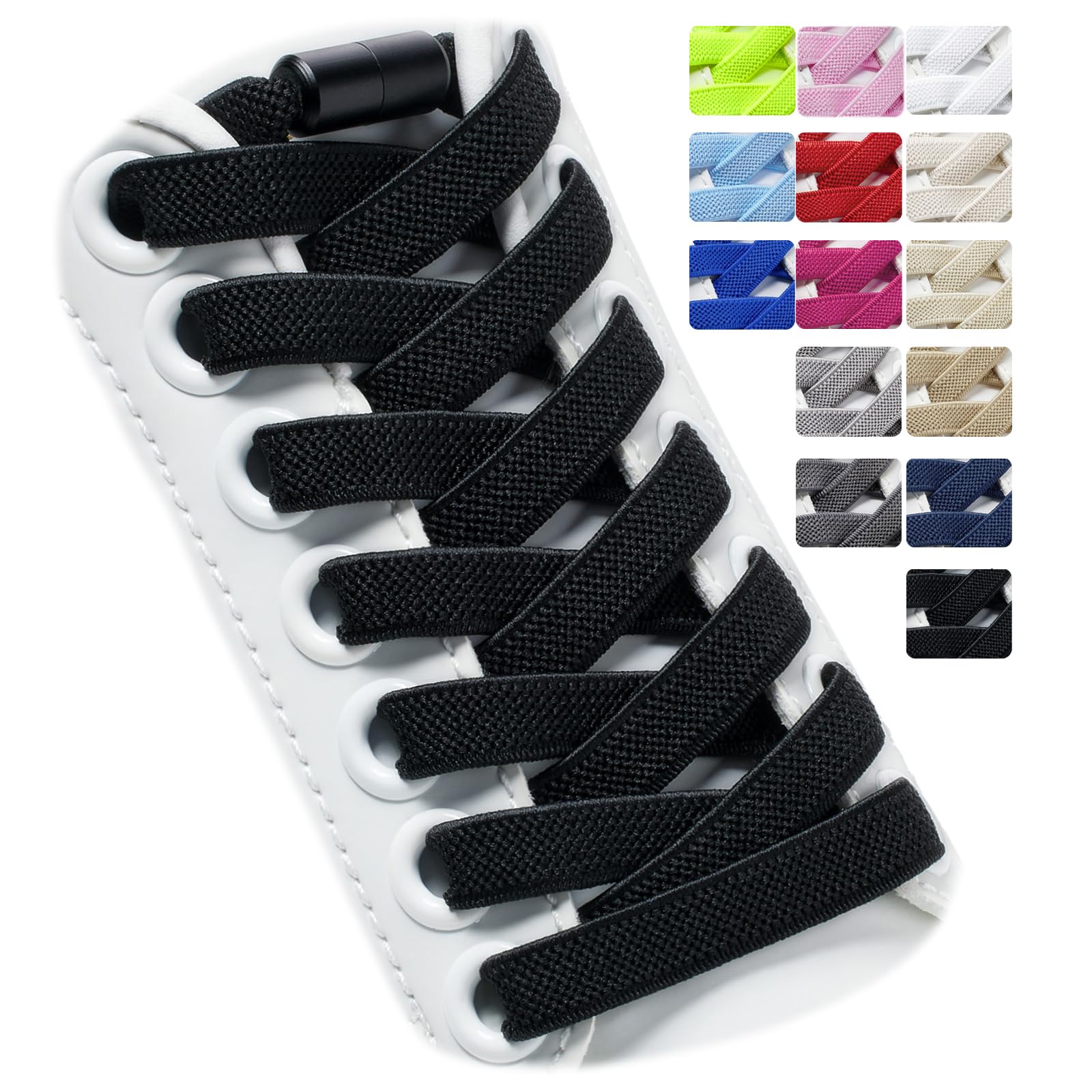 Puzeam 2 Pairs Elastic Laces - Elastic No Tie Shoe Laces for Kids, Adults Sneakers Shoes