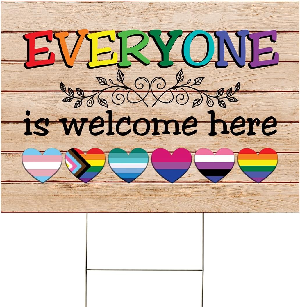 ThuhaTree Store LGBT Support Welcome Yard Sign, LGBT Yard Sign, LGBT Welcome Yard Sign, Welcome Sign for Yard (Style 2)