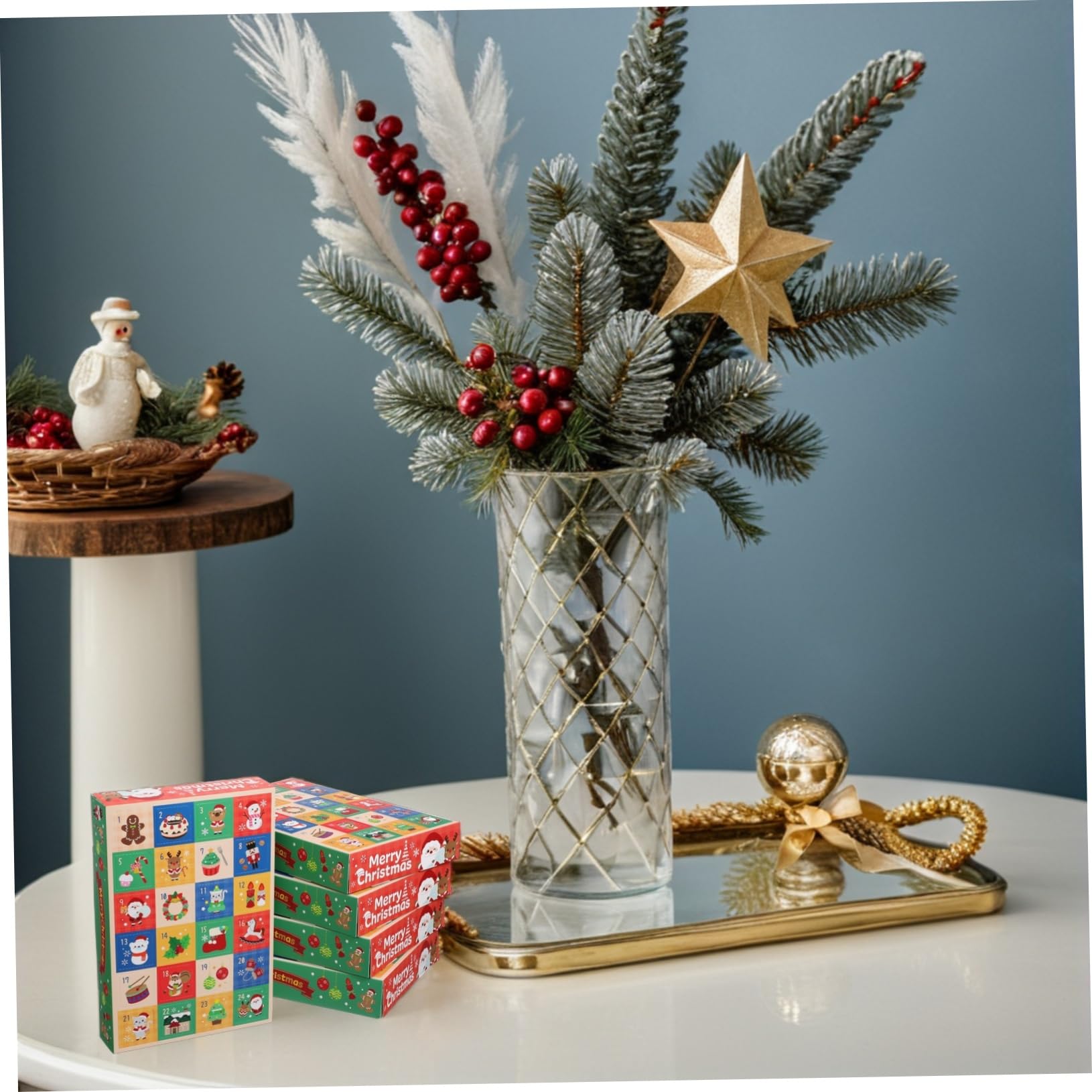 5pezzi Scatole Vuote di Carta per Calendario Avvento Natalizio Regalo per Conto alla Rovescia Scatole Fai da Te per Vacanze Custodia per Regali di Natale Bomboniere Natalizie