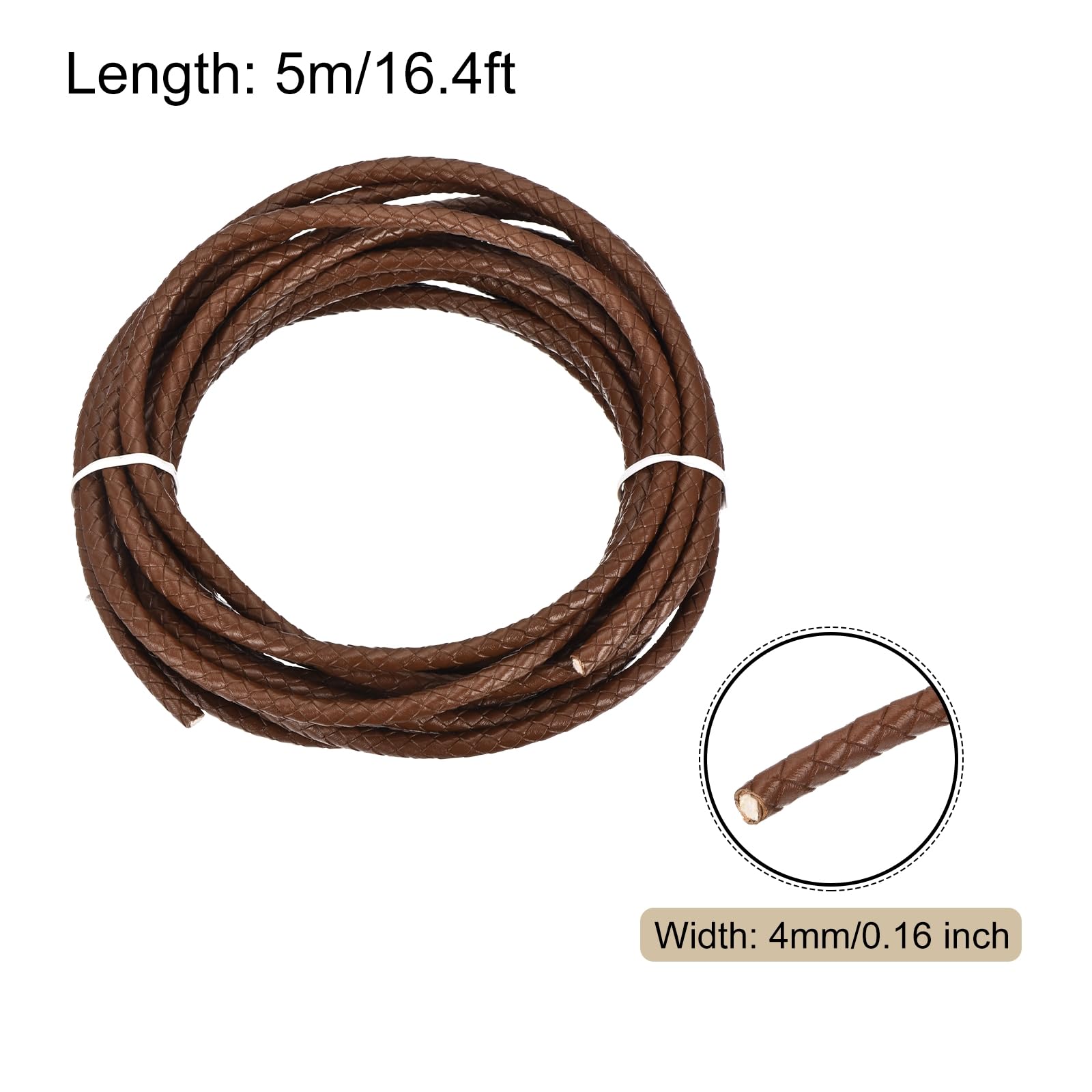 Rebower Round Braided Leather Cord 4mm Bolo Leather Cord String Rope for Jewelry Making Necklaces, Bracelets, Wraps, Crafts - Image 2