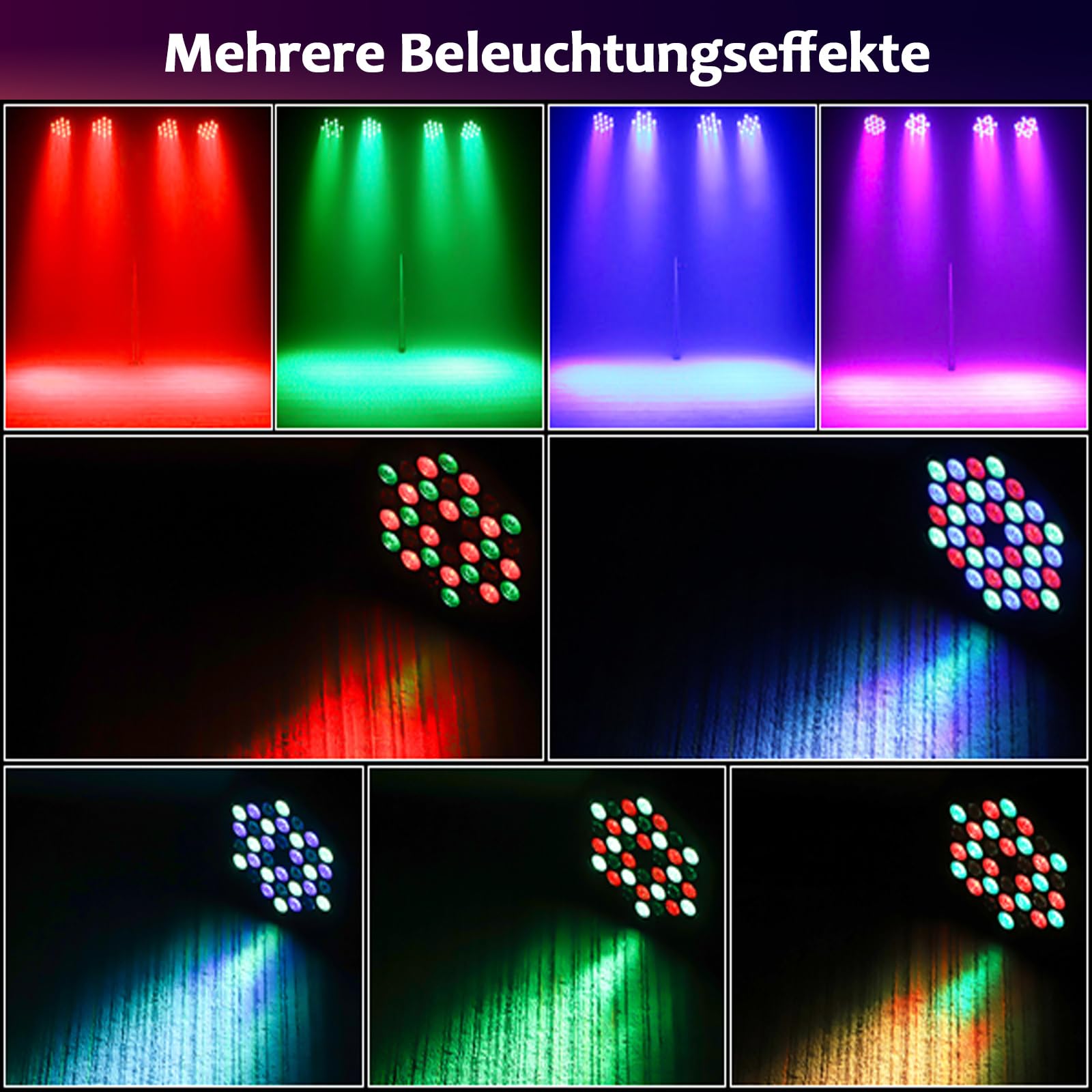 UKing 4PCS LED Par Licht, 72W LED Strahler RGB DMX Bühnenlicht 7 Modi Partylicht Lichteffekte mit Fernbedienung für DJ Discolicht Hochzeit Weihnachten Bühnenbeleuchtung