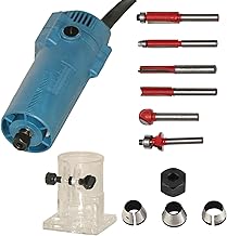 Digital Craft 30,000 RPM 1000W Electric Wood Router – Heavy-Duty Trimmer Tool with 6 Router Bits & 3 Collets (6mm, 8mm, 6.35mm) for Precision Woodworking & Carving