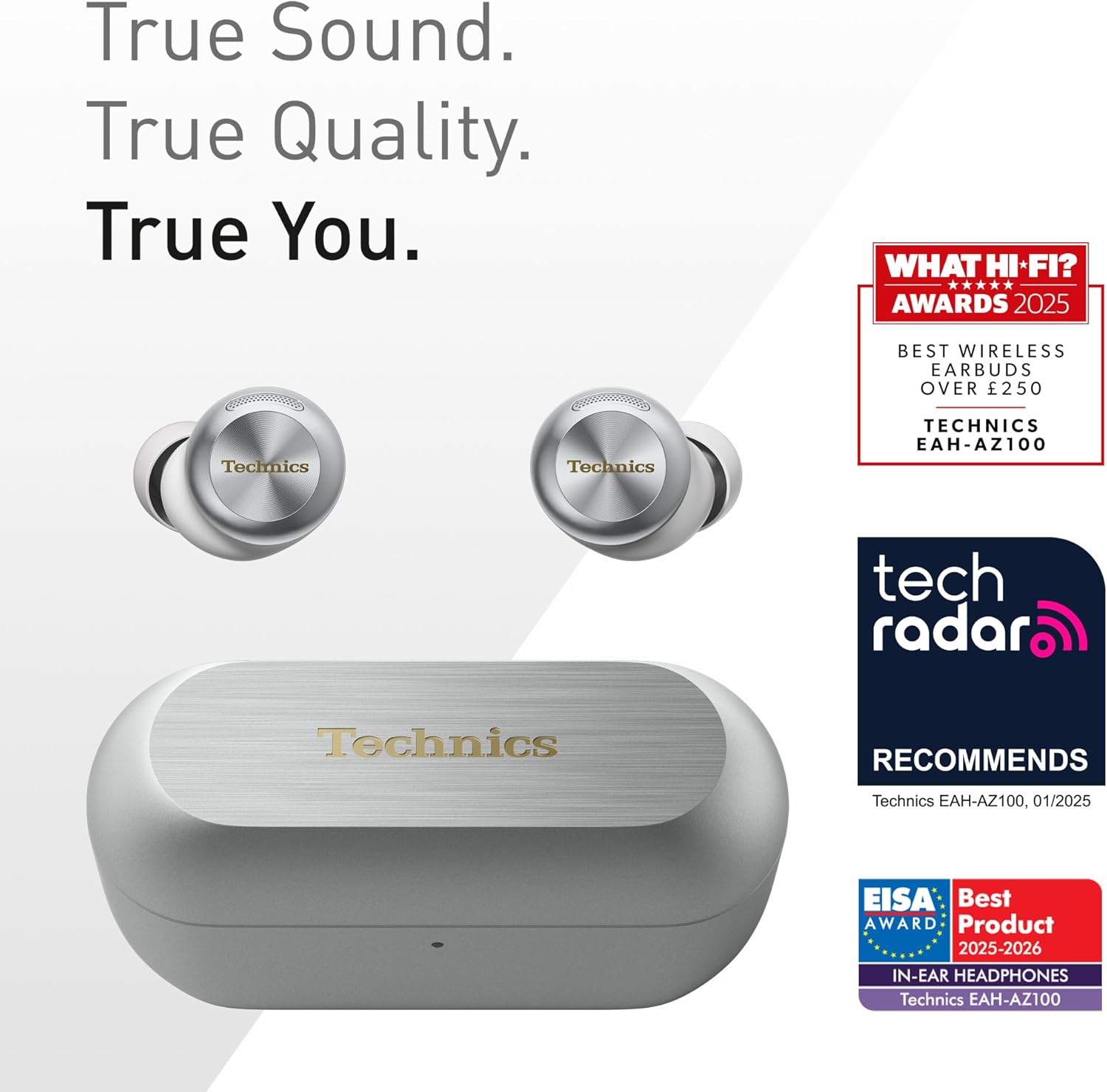 Technics EAH-AZ100E-S Auriculares Inalámbricos con Cancelación De Ruido, Bluetooth Multipunto, Voice Focus AI, Cómodos Auriculares Internos, Color Plateado 3
