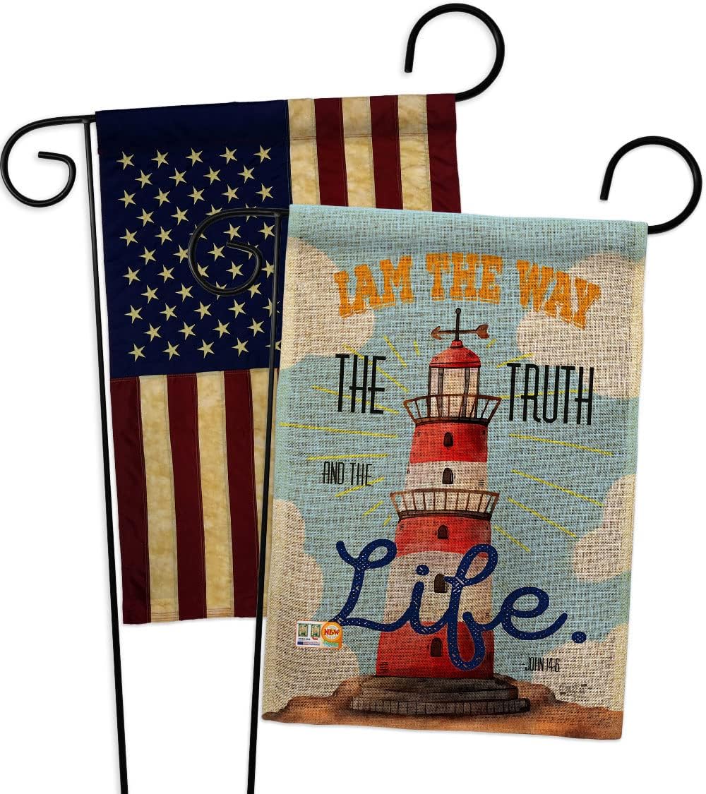 I Am The Way Burlap Garden Flags Pack Religious Bible Verses Bless Faith Thank Hope Pray Christian Religion USA Vintage Applique Small Decorative Gift Yard House Banner Double-Sided Made In 13 X 18.5