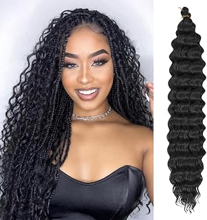 Curly Braiding Hair Ocean Wave Crochet Hair 12Inch Deep Curly Crochet Braids Wet and Wavy Braiding Hair Synthetic Crochet Hair for Black Women Human Hair (1B, 12 Inch (Pack of 2)）