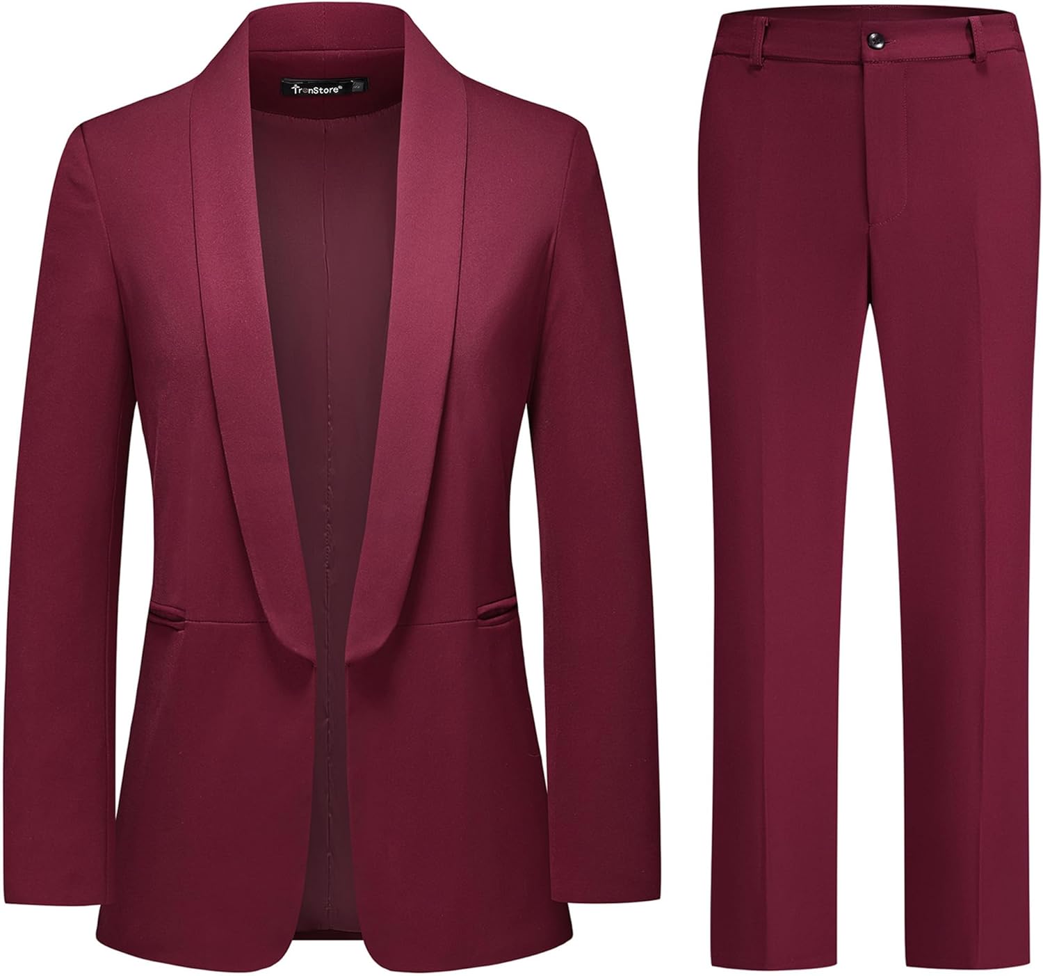 Women's Pant Suits 2 Piece Set Longline Shawl Collar Blazer with No Closure for Women Business Casual Wear