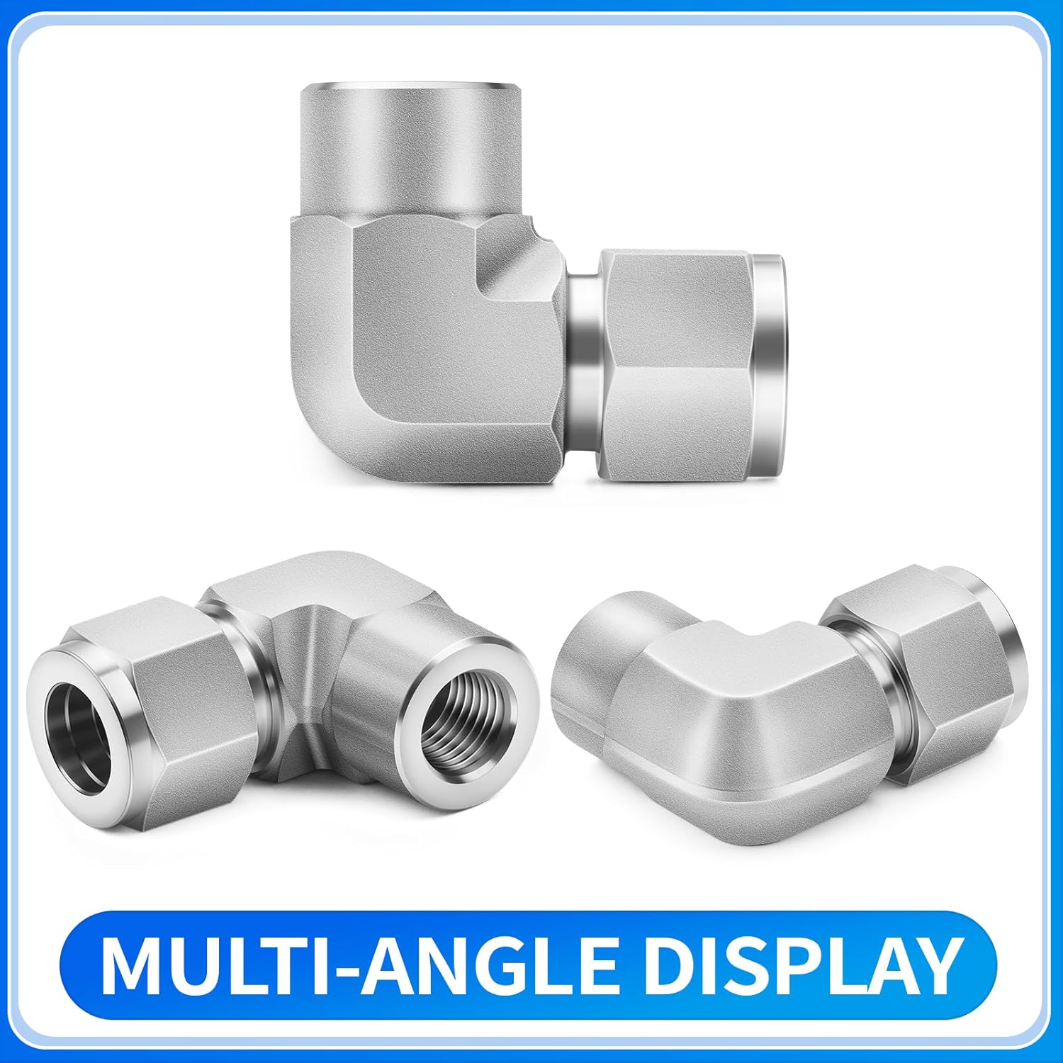 ChillWaves 304 Stainless Steel Compression Tube Fitting, 1" OD x 1" NPT Female 90 Degree Elbow Compression Union Connector(1-PACK)