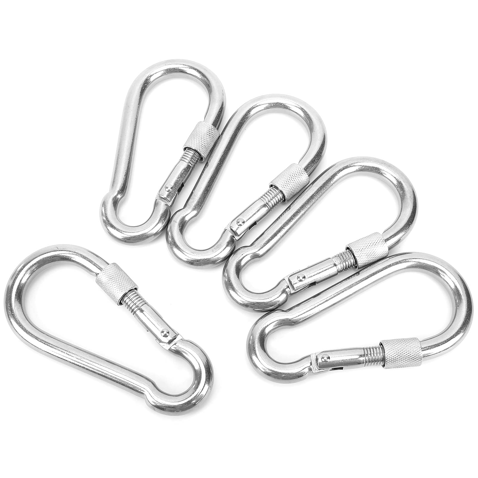 Karabiner mit Karabinerhaken, Robust, 5 Stück, für Camping, Wandern, Angeln, Edelstahl, 120 Mm