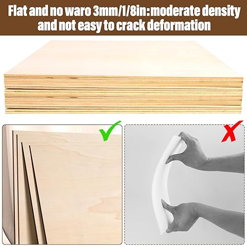 Miniatura 4 de Paquete de 12 hojas de tilo de 18, 0.118 in de tilo para corte láser, hojas de madera sin terminar de 12 x 12 pulgadas para grabado, manualidades,