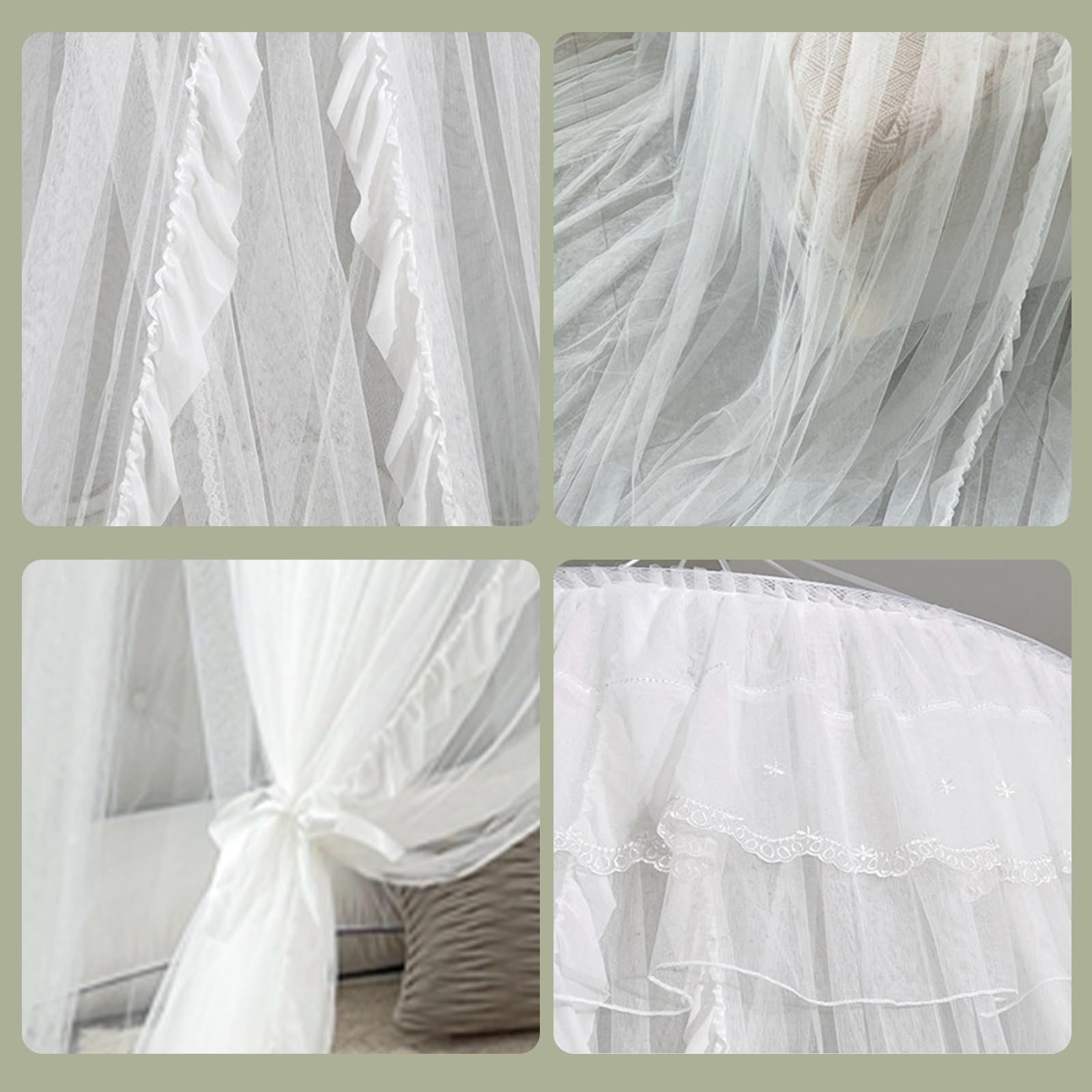 SARKEY Transparenter Netz Kuppel Bettvorhang,Hängende Bettnetzabdeckung Für Schlafzimmer,Prinzessinnen Baldachin,luxuriöse Spitze,Erwachsene,Hochzeit Dekoration(Lotus Root pink)