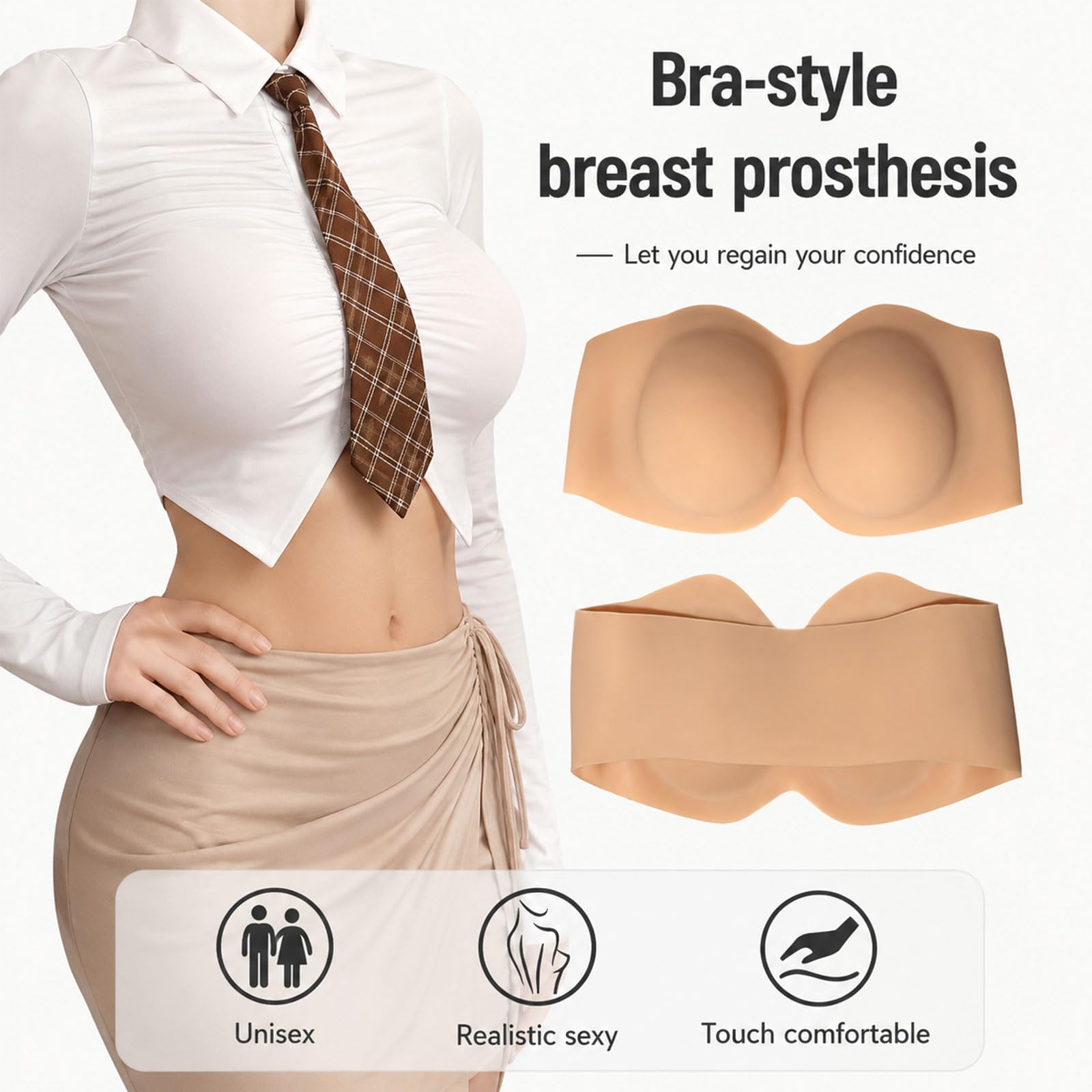 XSWL Silikon Brustformen C D Cup ohne Brustwarzen Prothese für Damen Herren