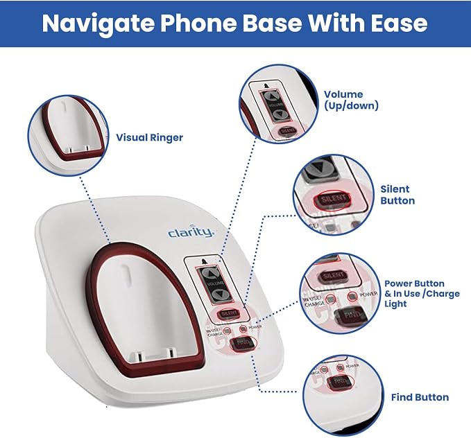 Teléfono inalámbrico Clarity XLC3.4+ con botones grandes miniatura 3