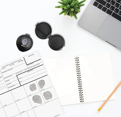 Miniatura 7 de Almohadilla de tinta compacta para huellas dactilares, juego de 10, color negro, almohadilla de tinta de huellas dactilares fácil de almacenar y