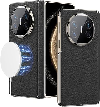 Case for Huawei Mate X6,Business Style Magnetic Suction Plating Hinge Leather Case All -Inclusive Mobile Phone Case MateX6,Black