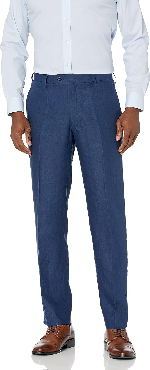 Palm Beach Men's Oxford Suit Seprate Pant, Navy Linen, 38W x 32L