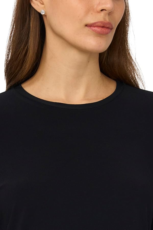 CeCe Short Sleeve Round Neck Top with Pleated Hem Panel by CeCe - Used condition - Image 2